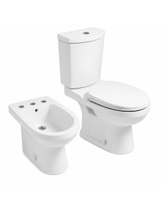 Combo Inodoro Largo Mochila y Bidet Triple Agujero Neo